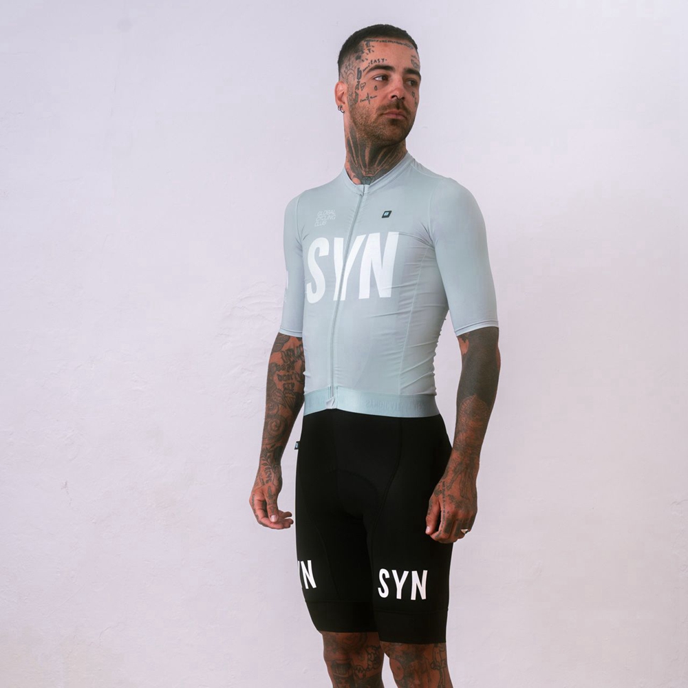 Cycling Bib Shorts - 실버 그레이 반팔 사이클링 저지 및